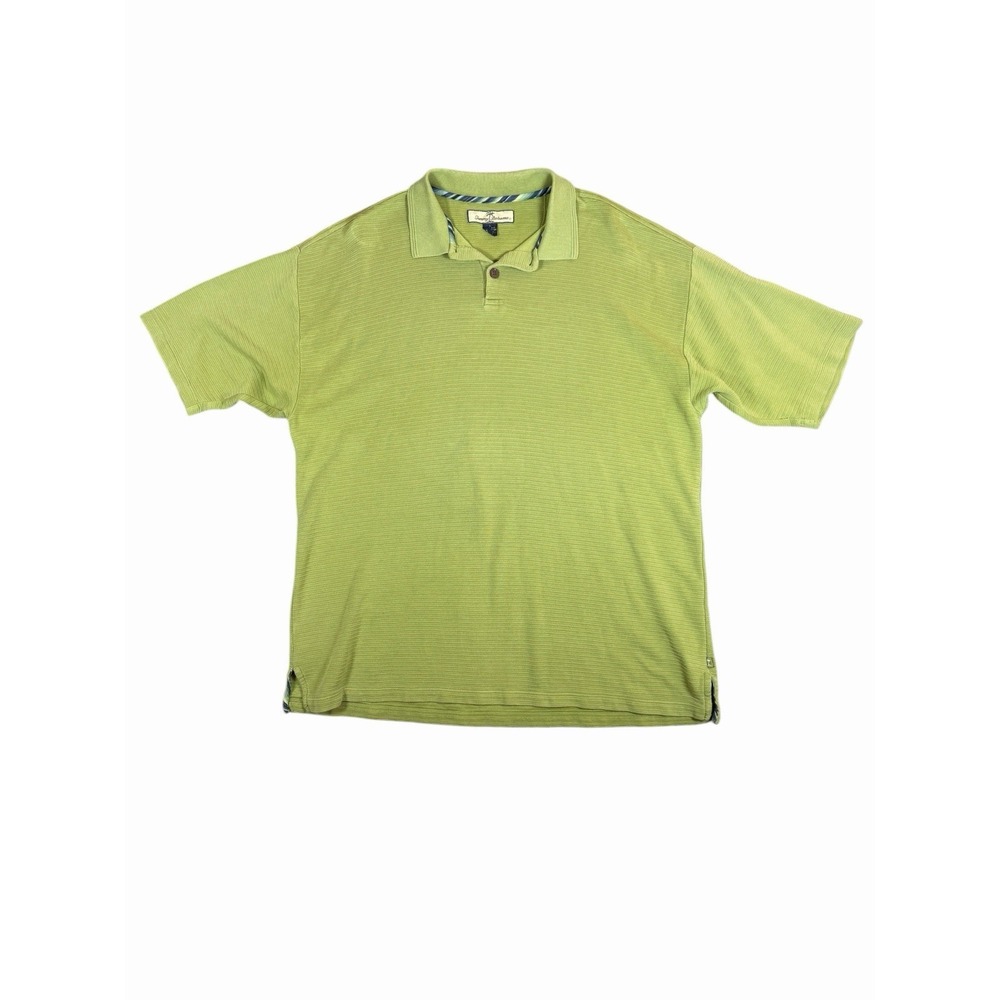 Tommy Bahama Mens Large Silk Cotton Polo Shirt Green Short Sleeve Casual